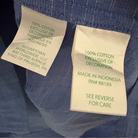 Lilly Pulitzer Amelia Island Flounce Sleeve Top Coastal Blue Lace Accent Size L - Picture 11 of 13